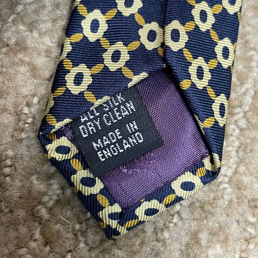 Kent & Curwen Blue Geometric Silk Necktie Mens Classic Business‎ Old Money